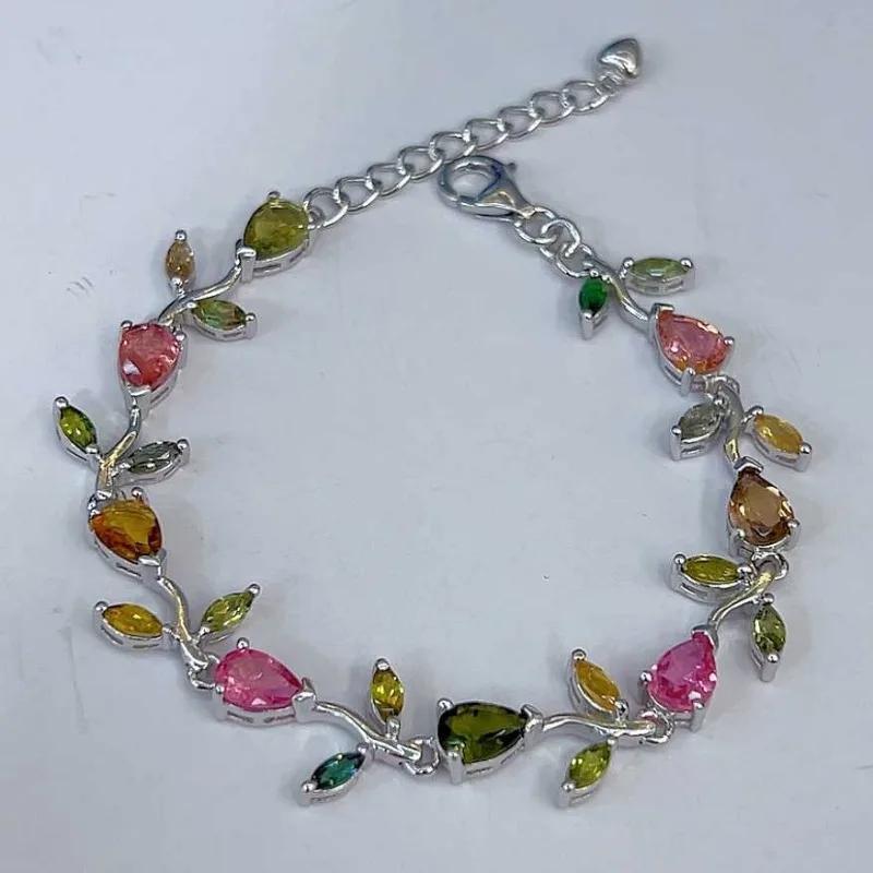 

Sace Gems Браслеты из стерлингового серебра 925 пробы с натуральным турмалином 5*7 мм для женщин, для помолвки, коктейльной вечеринки, изысканные ювелирные изделия 19CM разноцветный