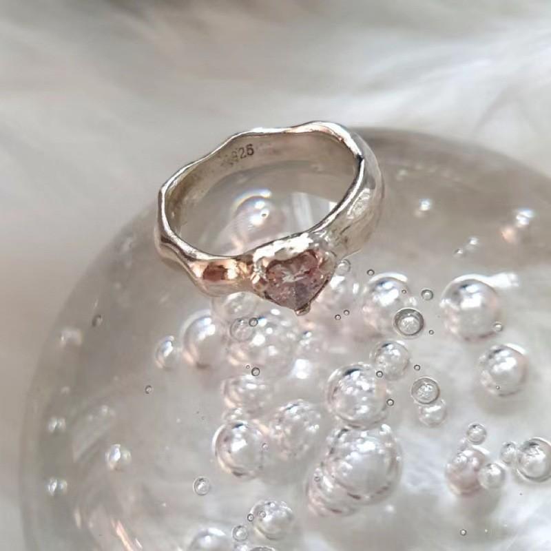 Contemporary Heart Pink Shaped Zircon Ring For Women Perfect For Casual Fashion And Style