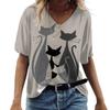 3d V Neck Women's T-shirts Cute Cats Graphics Print Short Sleeve Summer Kawaii Fashion Casual Tee Shirts Funny Female Clothes
