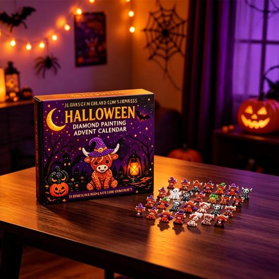 Kit Artigianale di Halloween Calendario dell'Avvento Pittura con Strass Gnomo 31 Giorni, Kit Artigianato Fai-da-te per Bomboniere Festa, Ornamenti Artistici Fatti a Mano con Strumenti per Perline