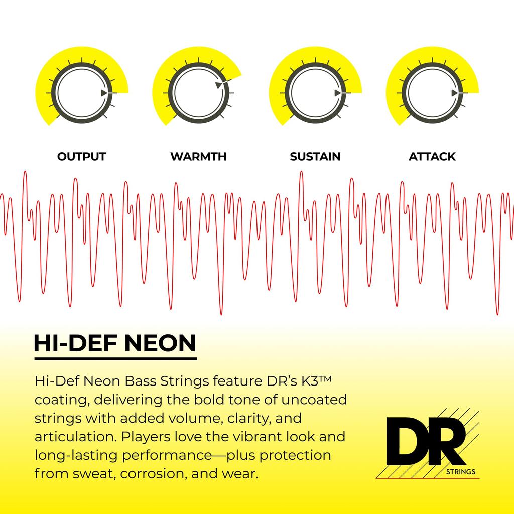 DR Strings DR Neon Series 5-String Bass Strings NMCB5-45 .045-.125