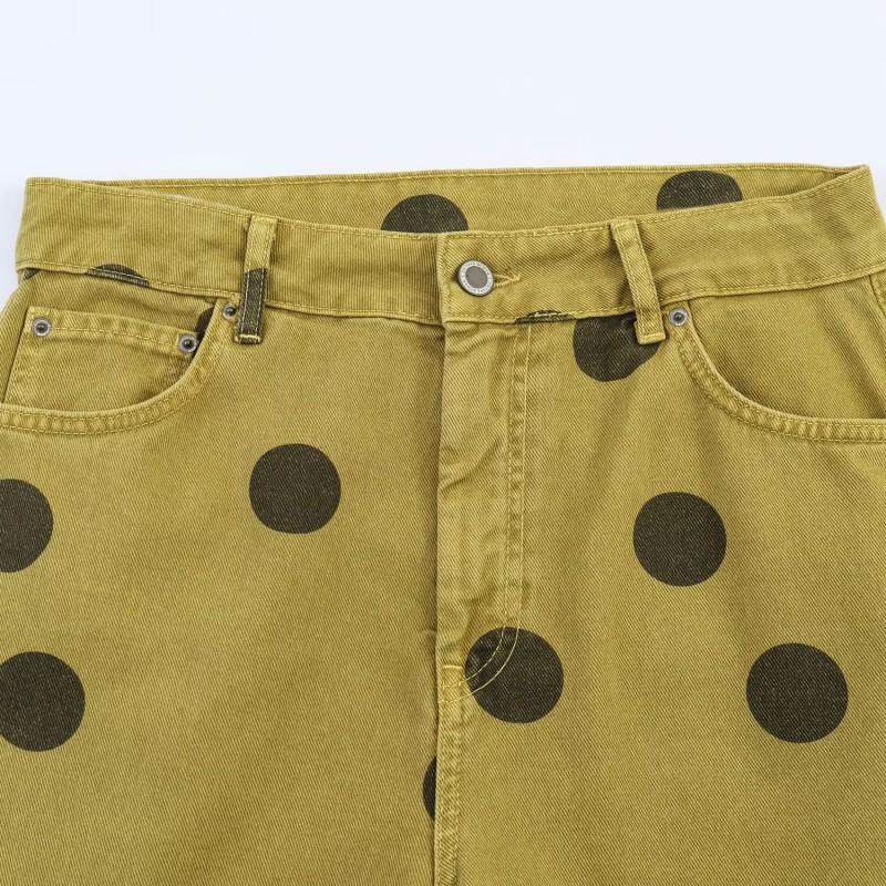 RZ Handmade Womens Classic Polka - Straight Leg Mid Waist Jeans 9632096