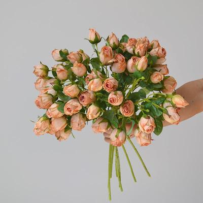 Burnt Edge Rose Imitation Flower Stem - Decorative Faux Dried Rose for Living Room or Dining Table Arrangement.