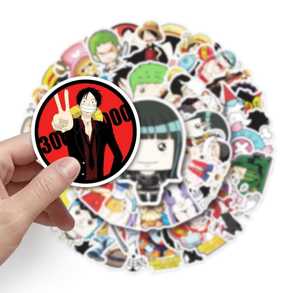 One Piece 50 Pcs Cartoon Anime Waterproof Decorative Stickers For Luggage Travel Case Car Guitar Phone Laptop Skateboard