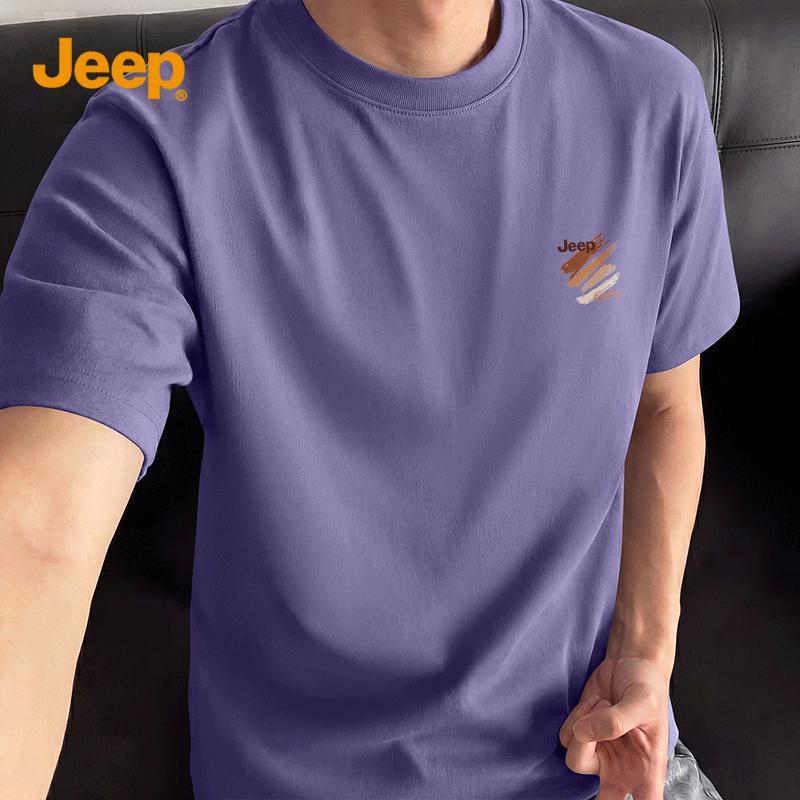 Jeep Men s Heavyweight Pure Cotton Breathable Short-Sleeve T-Shirt 5XL