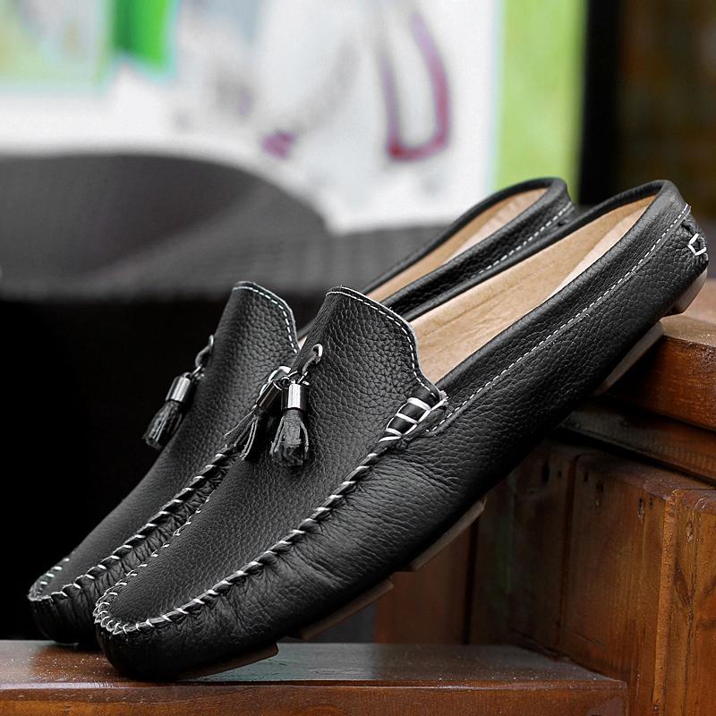 Модные полуботинки мужские слипоны мюли тапочки мокасины повседневная обувь мужская — фото 10