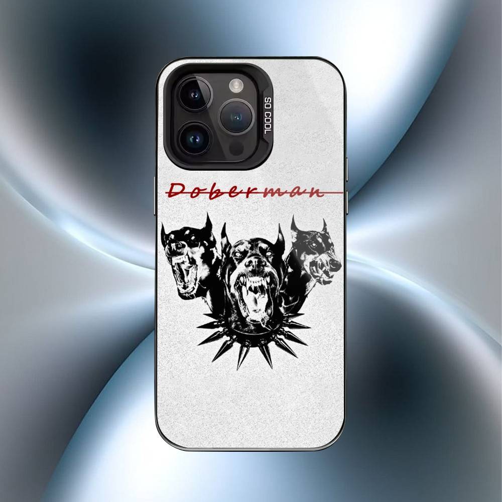 Trendy West Coast Doberman Pattern Phone Case For iPhone17,16,15,14,13,12,11 Plus,Pro Max Black Candy Matte Shockproof Cover iPhone12