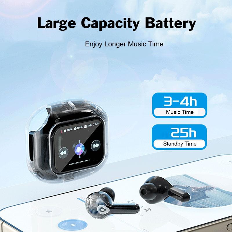 Drahtlose Kopfhörer mit intelligentem Touchscreen und geringer Latenz, HiFi-Stereo-Musik-Headset, digitales Display, Rauschunterdrückung, Kopfhörer mit Mikrofon