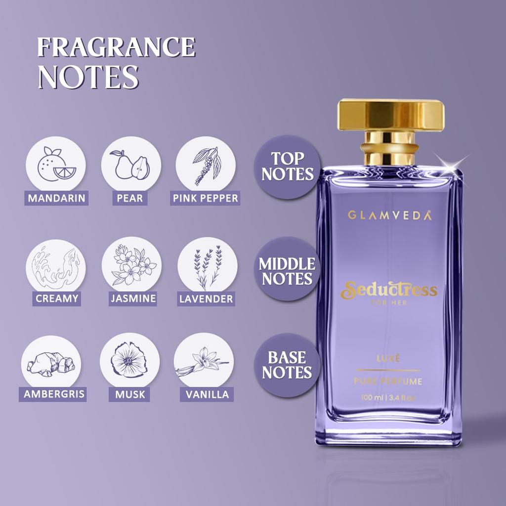 Glamveda Luxury Seductress Long Lasting | Perfume for Woman 100ml | Gifts for Woman |