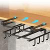 Stainless Steel Kitchen Storage Rack Under Cabinet Hanging Rack Single Layer Cutting Board Holder Pot Lid Organizer with Hooks and Paper Towel Holder