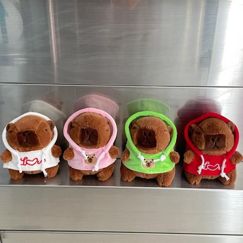 Sweet Plush Hoodies Capybara Keychain Pendant Lovely Hangings Decorations Keyring Charm for Purse Bag Backpack Handbag