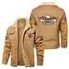 Mens Winter Fleece Lined Cotton Jacket Slim Fit Stand Collar Sport Coat With Graphic Prints European Size