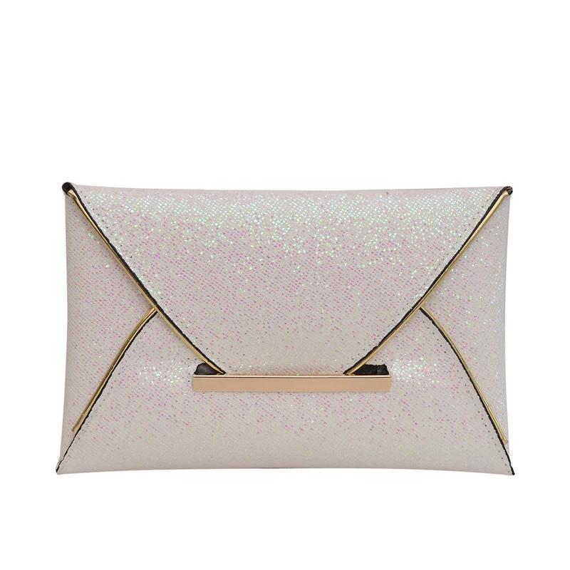 

Women Glitter Party Bag Solid Color Sequins Evening Purse Elegant Bling Clutch Envelope Wristlet Bag Female Outdoor Wallet bolso белый