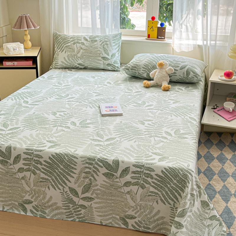 Raw Cotton Old Coarse Cloth Bed Sheet Soft Mat Three-piece Set Quilt Single Double Dormitory Printing Washable Anti-wrinkle