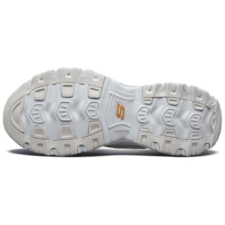 Skechers DLites 1.0 Orsetto Bianco Etichetta Oro Rete Pelle Sintetica Alla Moda Suola Spessa Basse Scarpe da Papà Sneaker Uomo 52676-WGD