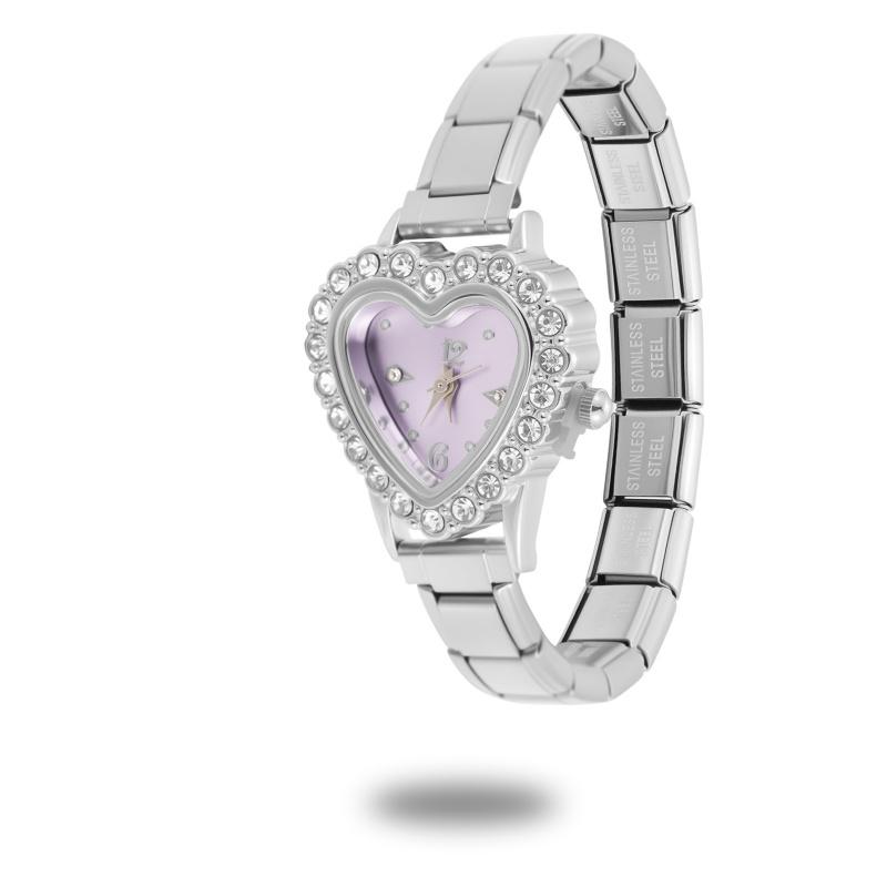 Y2K Vintage Zircon 9MM Width Italian Charm Heart Shape Watch High Quality Stainless Steel Bracelets Bangle for Birthday Gifts