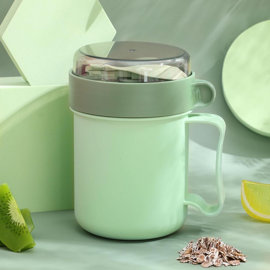NUOLUX 500ML Soup Leakproof Lunch Jar with Lid and Spoon Color Random Microwave-Safe Jar, Spoon, Green, 13.8x9cm, Green, Green, 13.8x9cm,