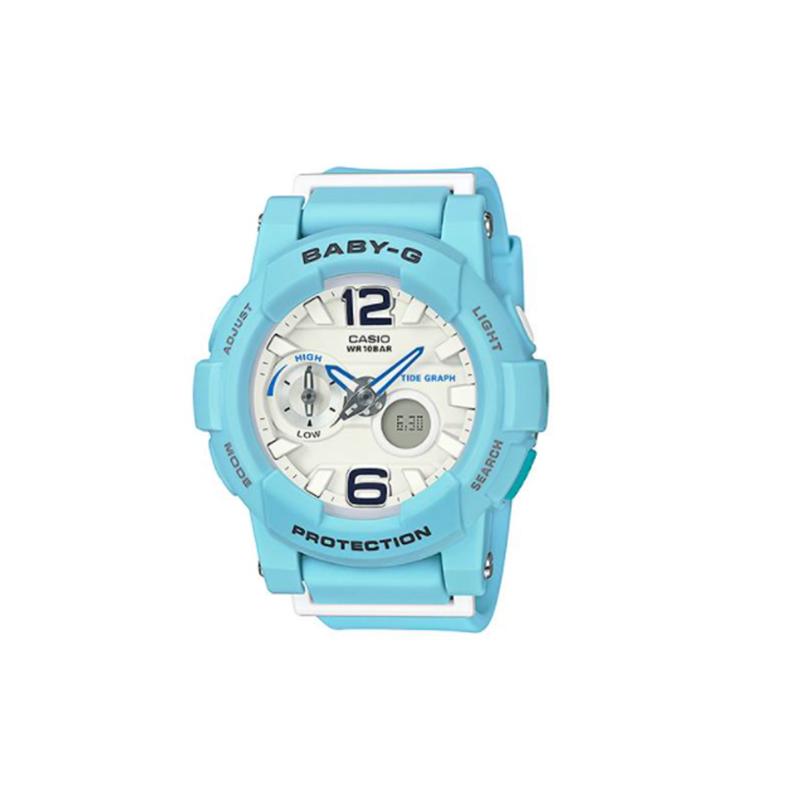 

Casio CASIOBABY-G Street Style Contrast Color Tide Classic Pointer Dual Display Dial Sports Waterproof Quartz Movement Resin Strap BGA-180BE-2B білий