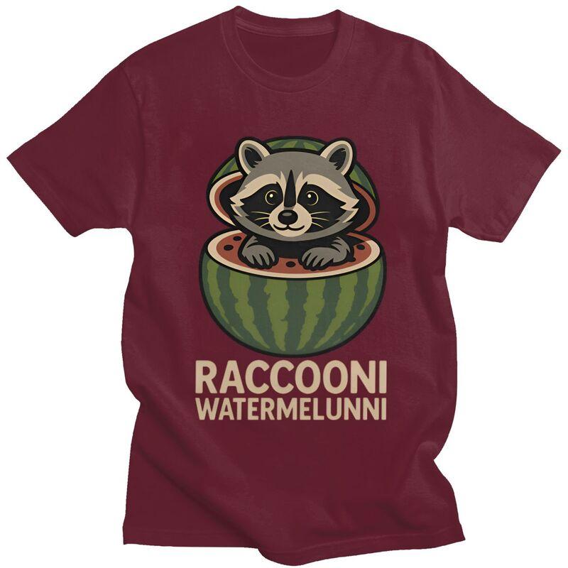 Italian Brainrot Raccoon Meme T Shirt for Men Pure Cotton Tshirt Humor Streetwaer Short Sleeve Tee Shirt Loose Fit