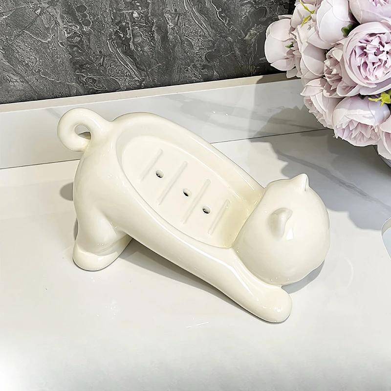 Drain Soap Box Household No Punching Required Restroom Soap Drainage Simplicity Storage Shelves Washbasin Ceramics Soaps Boxes