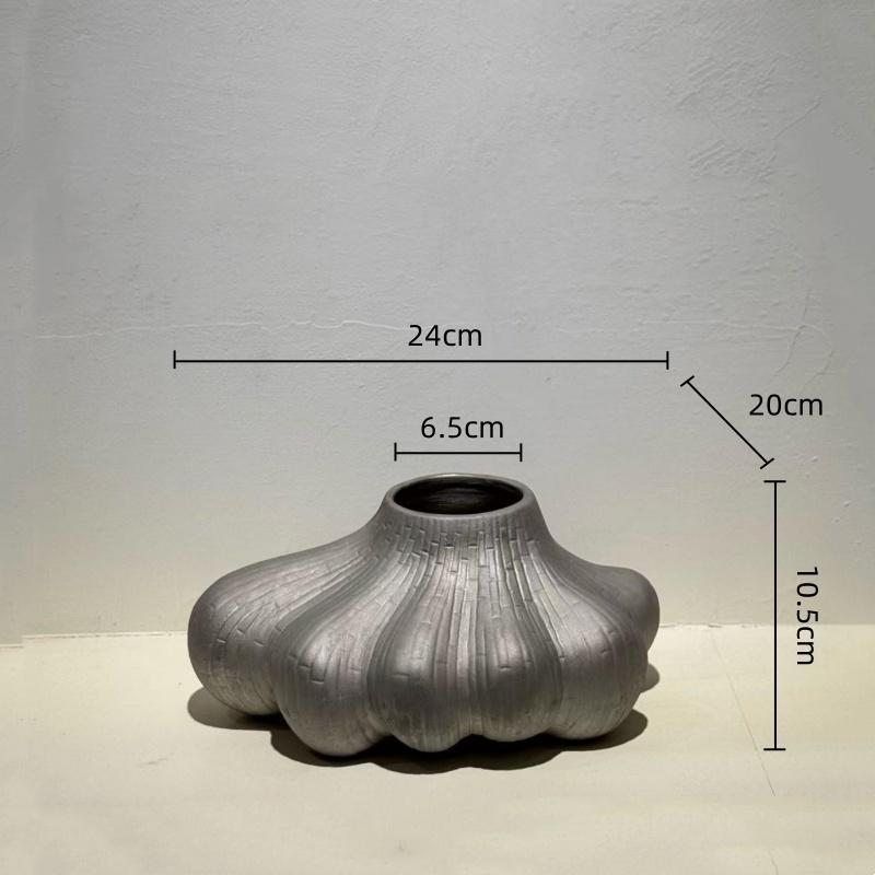 Ceramic Vase Abstract Garlic Shape Flower Vase Black Tree Root Flowerpot Flower Arrangement Accessories Home Decoration