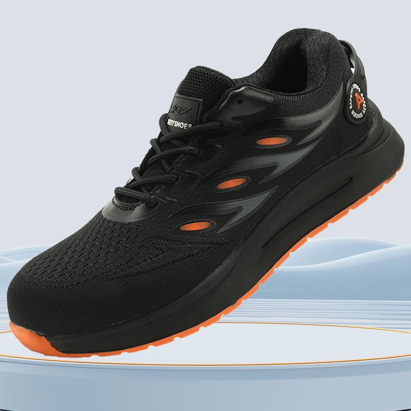 Men's Safety Shoes - Anti-Smash, Anti-Puncture, Durable Kevlar Midsole, Fly-Knit Mesh with Plastic Toe