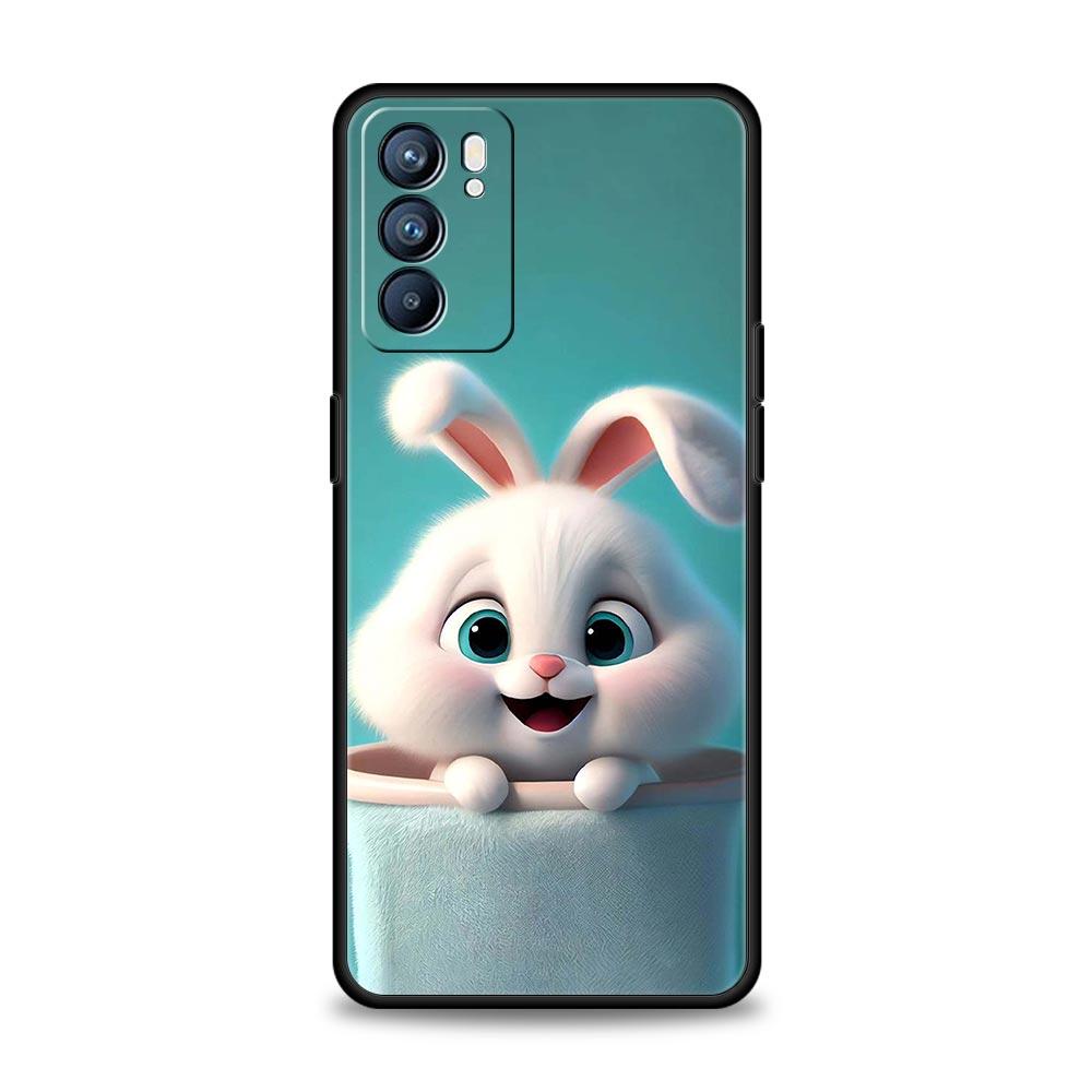 

Phone Case Cover For Oppo A17 A31 A54 A57 A78 A79 Find X5 X6 Reno 7 8 10 11 12 13 F Pro Soft TPU A Cute Rabbit With A Purple Hat Oppo Find X6