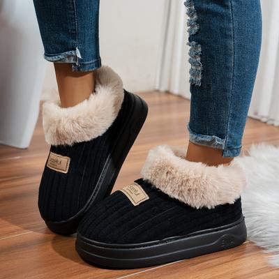 Autumn and Winter Cotton Shoes, Men's and Women's Thick Soled Home, Indoor and Outdoor with Velvet Wick, Plush Slippers