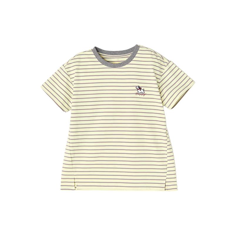 Deesha Girls' Striped Puppy Short-Sleeve T-Shirt