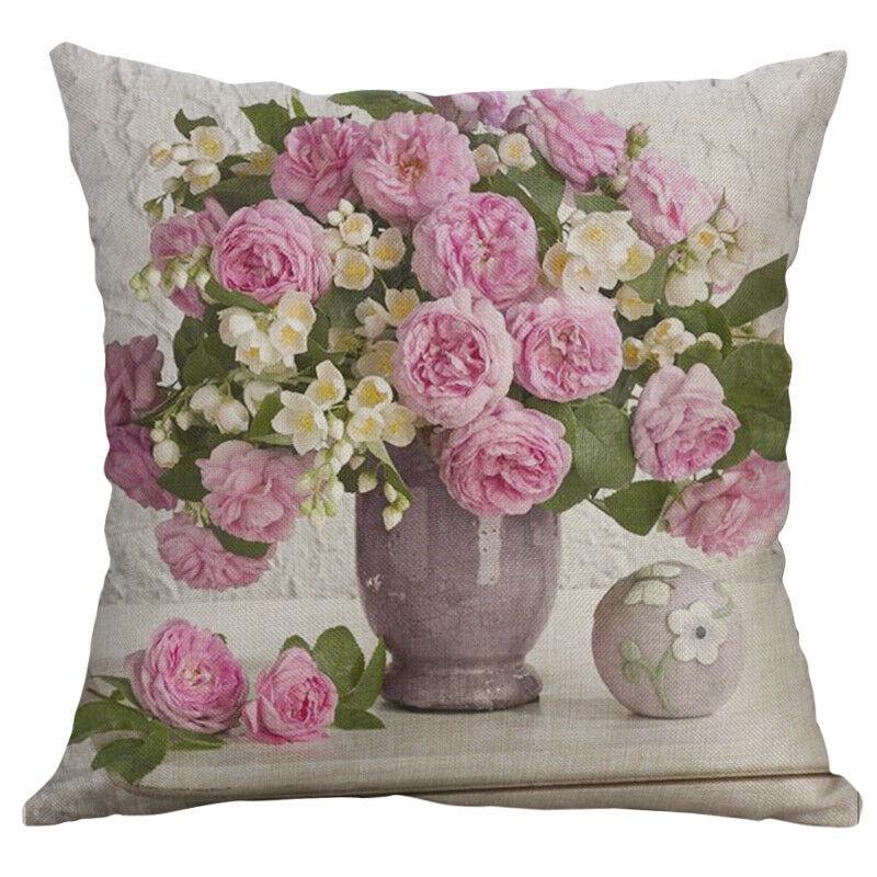 Vintage Flower Cotton Linen Cushion Cover Soft Decorative Pillow Case For Home Comfort