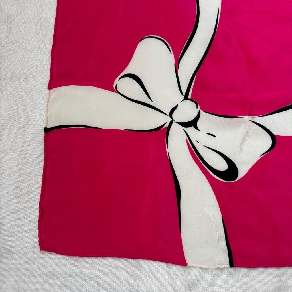 Used Yves Saint Laurent Silk Scarf Pink Ribbon YSL Vintage