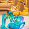 Clear Mechanical Gear Excavator Toy with Colorful LED Lights Music Movable Digging