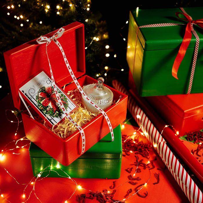 Boîte de rangement en bois rouge Creative Deco - 30 x 20 x 14 cm - avec couvercle