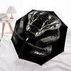 Black and White Snake Head Print Automatic Opening Folding Umbrella with 8-Bone Iron Frame - Perfect for Fans, Travelers, Daily Use, and Fes