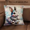 2D Cute Bunny Dressed In Flowers Pillow Covers Pattern Cushion Cover Suitable For Sofa Bedroom Car Pillow Cover