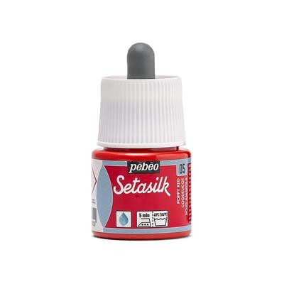 Pebeo akrylová barva pro ruční malbu a barvení na slunci pro látku Setasilk 45ml Makově červená 05 Na vodní bázi [produkt]