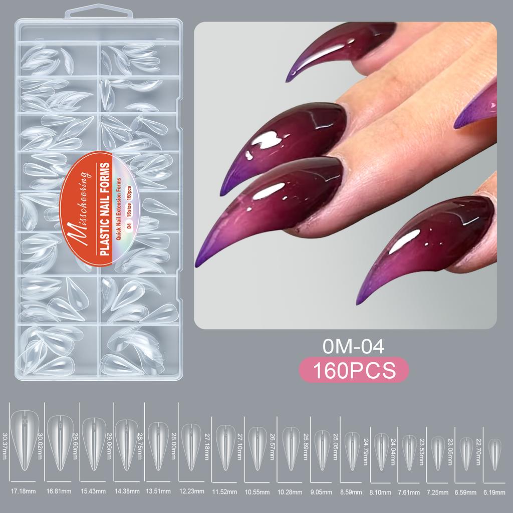 New 160pcs Claw Dual Nail Form False Nail Tips Quick Building Gel Molds Full Cover Fingertips Forms Nails Extension Supplies