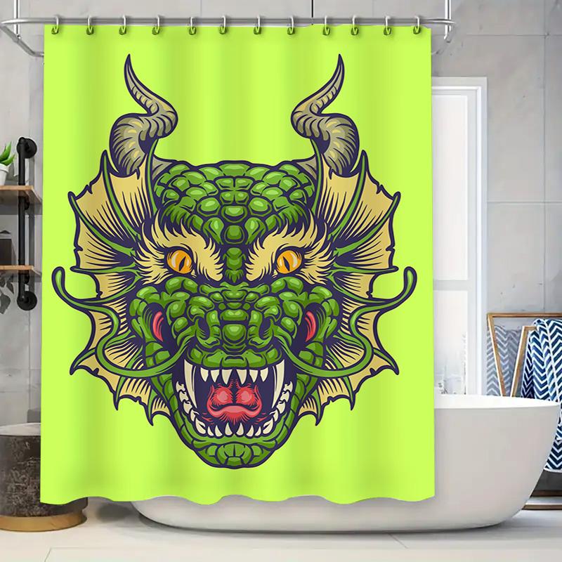 Tuniu Chinese Dragon Shower Curtain Cool Red Dragon Design For Bathroom Decor Unique Wall Art Shower Tent