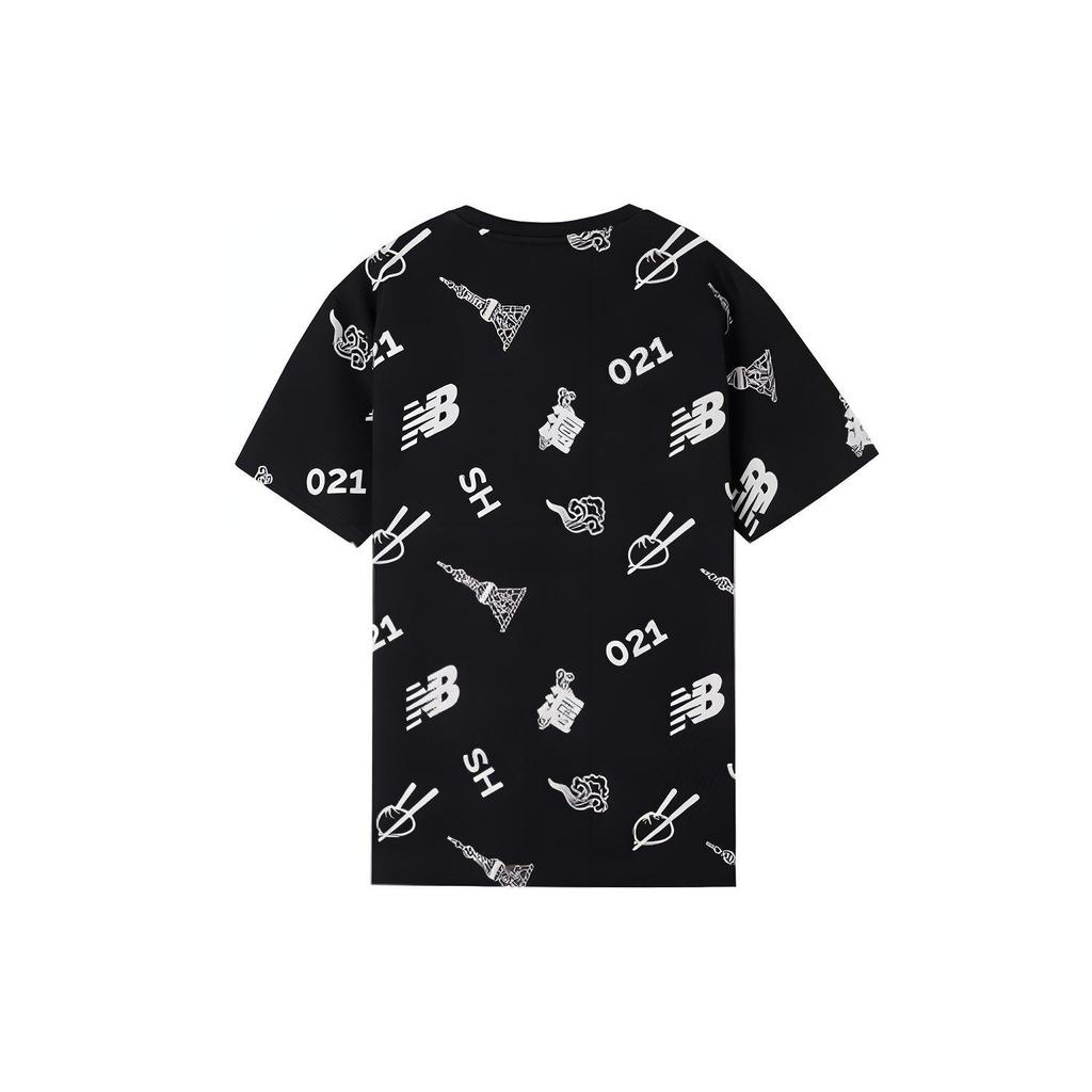 New Balance Printing Short Sleeve Couple Style Black Unisex AMT02372-BK