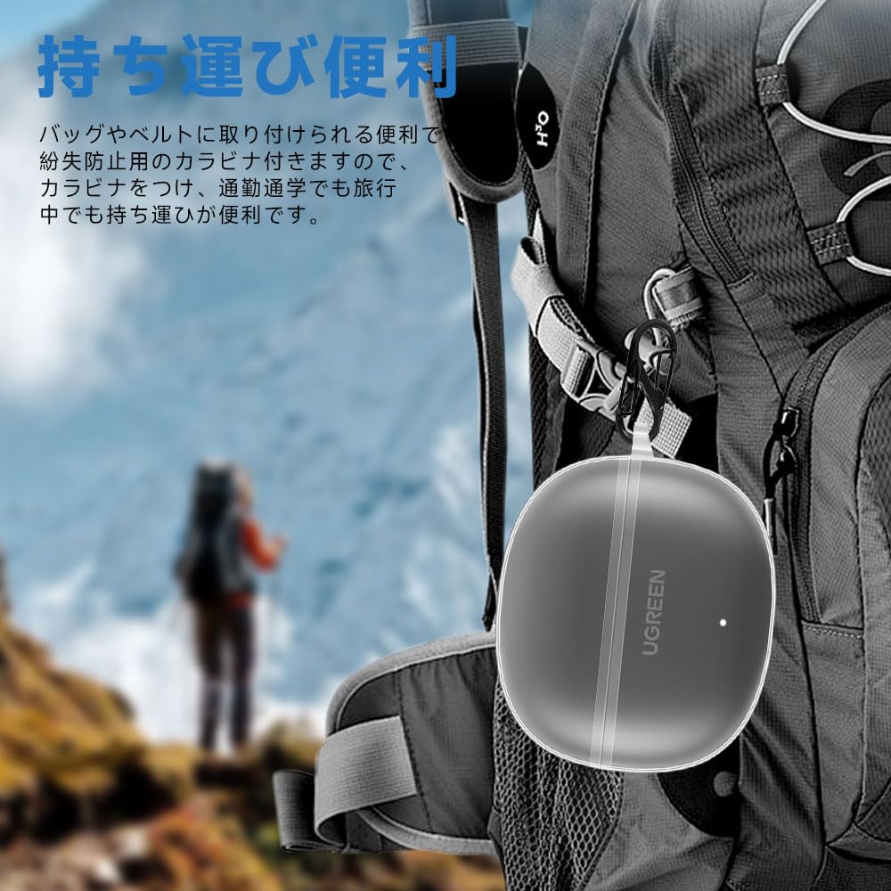 For UGREEN Bluetooth Earphones WS209 Case Transparent Lightweight TPU Material Compatible with Charging While Installed Equipped with a Hook To