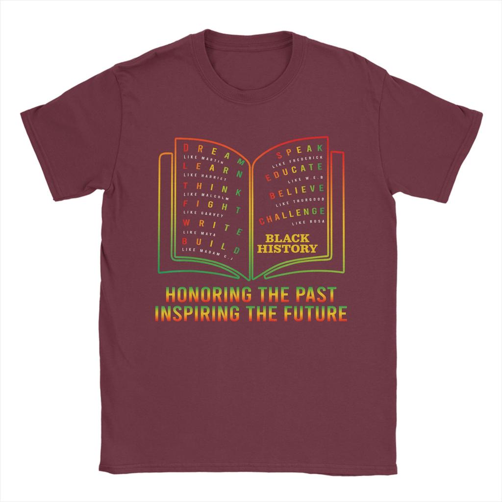 Black History Honoring Past Inspiring The Future Book TShirts Unisex Humorous Cotton Tees Round Collar T Shirt Plus Size Tops