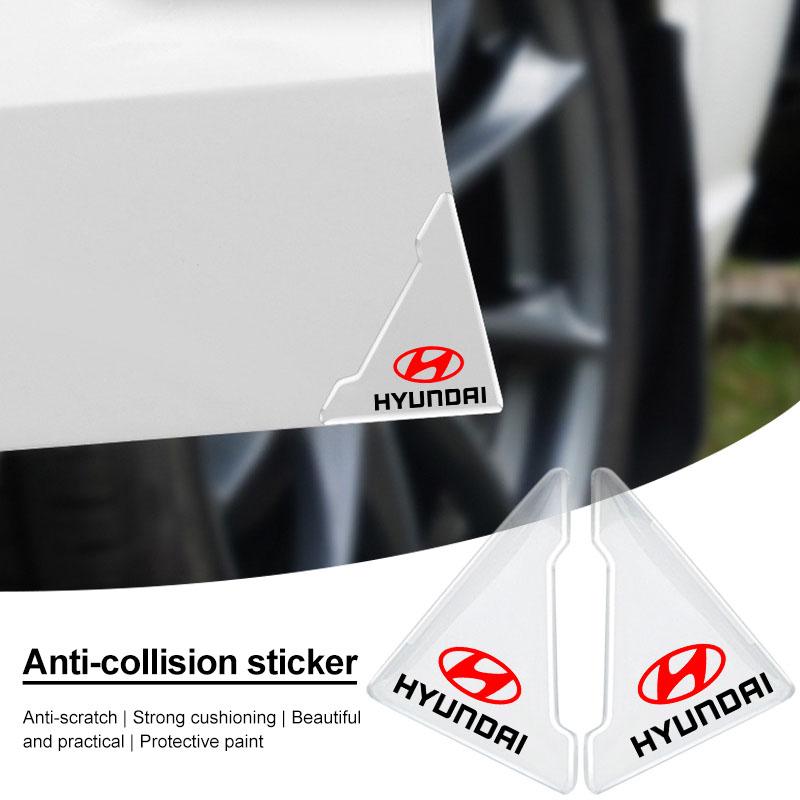 2Pcs Transparent Car Door Corner Cover Anti-Scratch Protection Sticker For Hyundai Logo IX35 Bayon Kona I30 ElantraSolaris Palisade