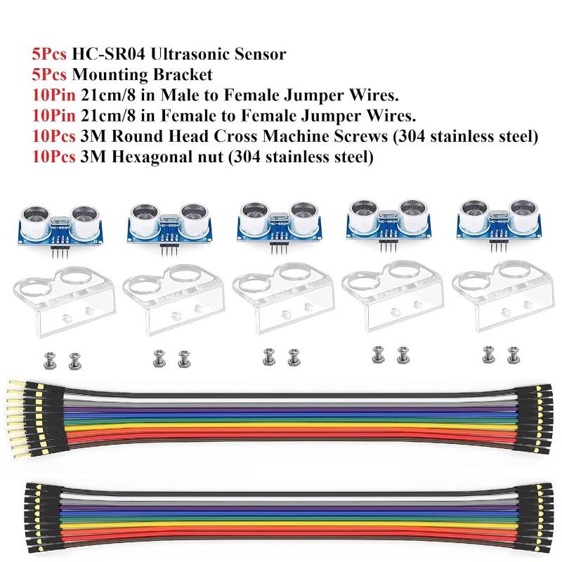 5pcs Ultrasonic Module HC-SR04 MELIFE Distance Sensor with 5pcs Mounting Bracket 2 Wire Set for Mega R3 MEGA Mega2560 Robot
