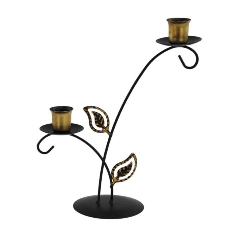 Modern Iron Flower Carving Taper Candle Holders Elegant Metal Candlestick Stand for Table Centerpieces Decoration Gift