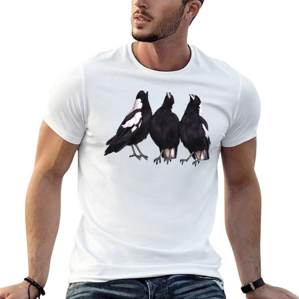 Trio of Warbling Magpies. Australian Theme Decor, Original Artwork. Unique Gift. T-Shirt Classi