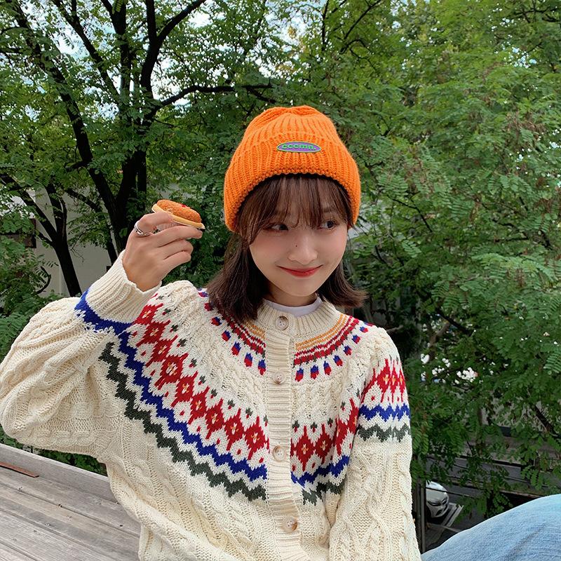 Beige Knitted Wool Hat Women's Autumn and Winter Knitting Korean Tide Warm Student Autumn and Winter Hat
