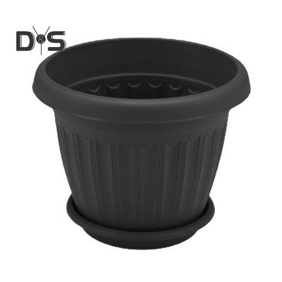 

Большой цветочный горшок, устойчивый к погодным условиям, с дренажными отверстиями и поддоном, устойчивый к трещинам горшок для комнатных растений, уличных орхидей, суккулентов, трав M чёрный
