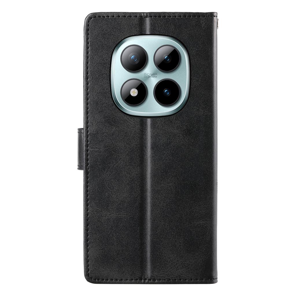 For Xiaomi Poco M8 Pro 5G/Redmi Note 15 Pro+ 5G (Global) Case Stand Wallet Calf Texture PU Leather Flip Phone Cover with Wrist Strap