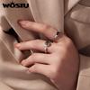WOSTU Natural Moss Agate Ring For Women 925 Sterling Silver Oval Sea Grass Agate Inspired Rings Jewelry Boho Valentine's Gift
