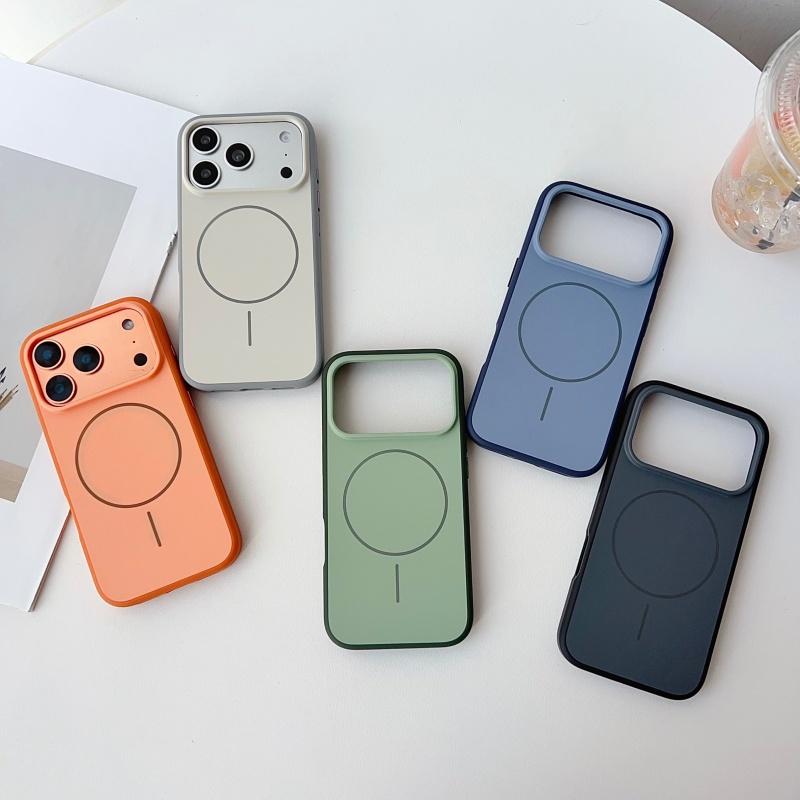 Case for IPhone 17 16 15 Pro Max 17Air for Magnetic Skin Feel PC Lens Hardware Button Shockproof Wireless Charging Back Cover